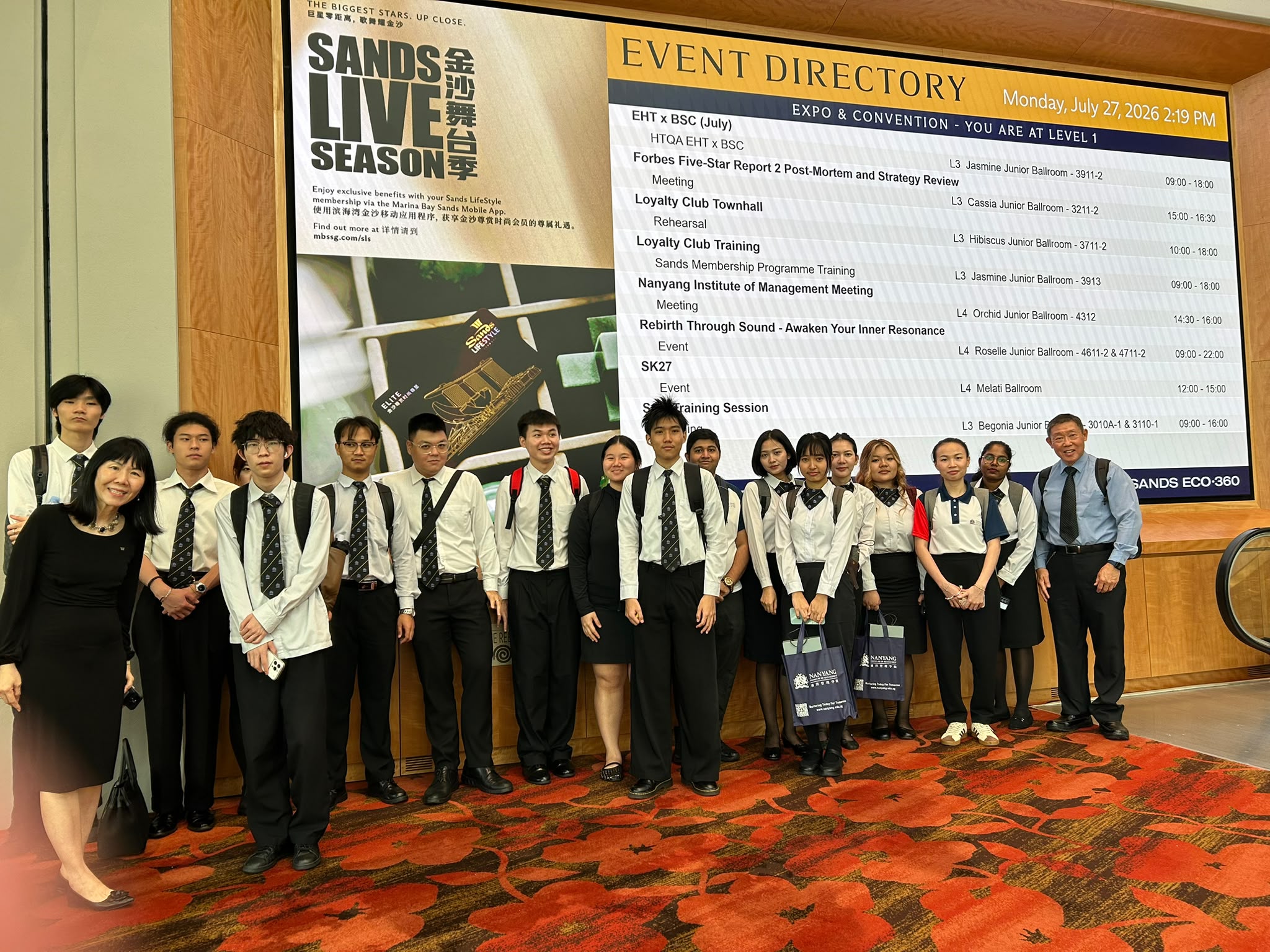 SOTH students posing at Marina Bay Sands